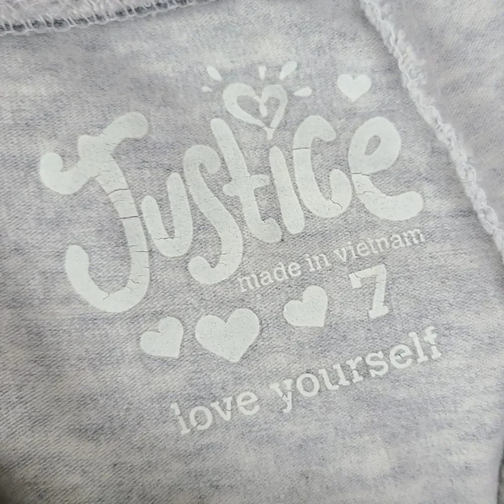 Justice Girls 7 Heather Gray Stretchy Fold waist Casual Knit Pants Straight Leg